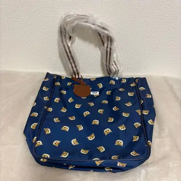 폴앤조 고양이 얼굴 프린트 토트백 네이비