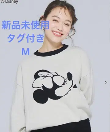 택 포함 미사용 새상품 coca 디즈니 더블 자카드 니트탑 아이보리