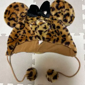 레어 디즈니 레오파드 무늬 팬캡 하트 비쥬 포함 복슬복슬