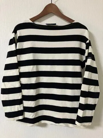 SAINT JAMES 화이트 블랙 스트라이프 긴팔 T셔츠