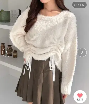 Heather 드로스트 니트 긴팔 화이트