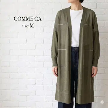 COMME CA 코무사 시어 롱 가디건 카키 스티치 9호 M