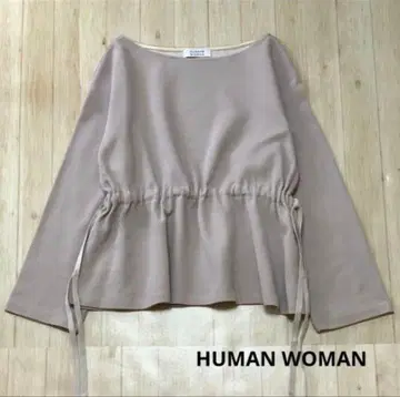 새상품급 HUMAN WOMAN 울 풀오버 드로우 스트링 베이지 M