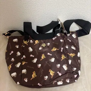 폴앤조 고양이 패턴 브라운 숄더백