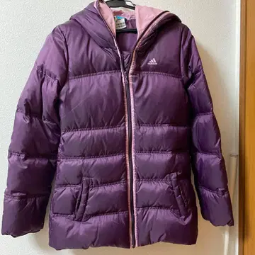adidas 후드 부착 보라색 다운 자켓