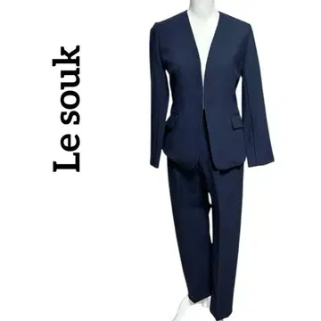 [새상품급] 루스쿠 팬츠 수트 네이비 노카라 자켓 셋업