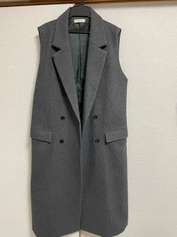 라운지 드레스 울 롱베스트 코트 새상품급