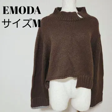 EMODA 에모다 오프숄더 크롭 니트 브라운
