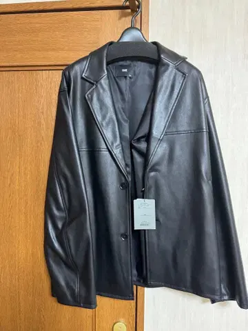 블랙 합성 피혁 자켓 미사용