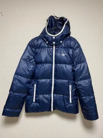 adidas 후드 부착 다운 자켓 네이비