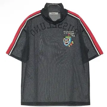 RUSSELUNO 러셀노 하이넥 반팔 T셔츠 메쉬 루차 블랙