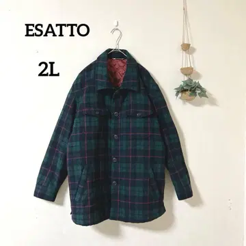 ESATTO 에사트 울 자켓 2L 체크 무늬 안감 퀼팅 다크 네이비