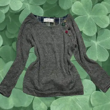 00s 버튼 니트 그레이 모리걸 페어리 그런지 y2k 헤이세이