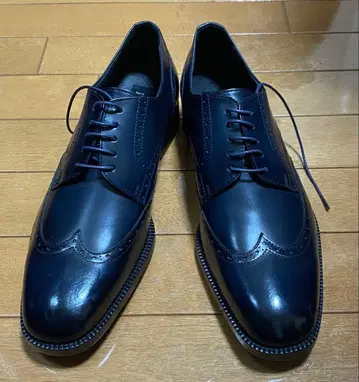 [연말 세일] 비즈니스 슈즈 가죽 신발 네이비 윙팁 신사 신발