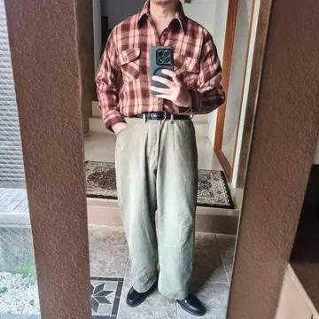 70s ARROW 울 체크 셔츠 플란넬 셔츠 L