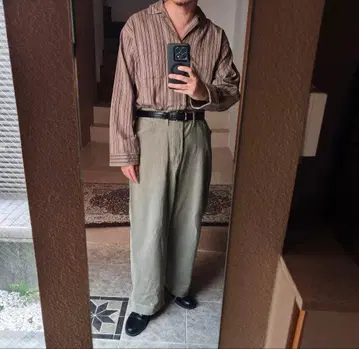 DKNY 오픈 카라 셔츠 플란넬 셔츠 스트라이프