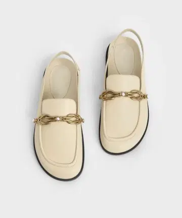 비즈 체인 장식 슬링백 로퍼