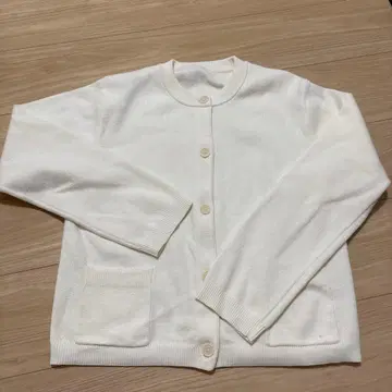 MUJI 워셔블 니트 크루넥 가디건 여성 XL 화이트