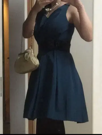 V넥 드레스 포멀 블랙 리본 벨트 포함 M/S 사이즈(9호) 새상품