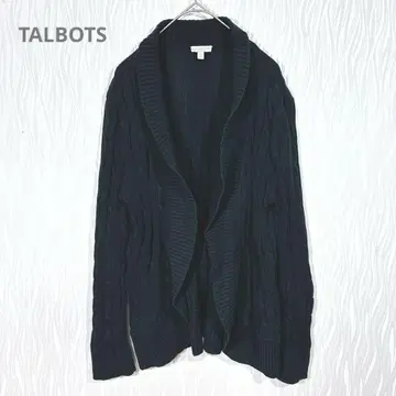 탈봇 케이블 짜임 숄카라 니트 가디건 면 네이비 M