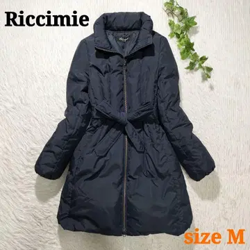 Riccimie 다운 코트 허리 리본 포함 A 라인 네이비 M