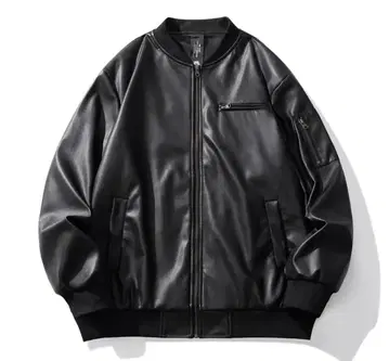 앞 지퍼 사양 & 합성 피혁 x 블랙 점퍼 블루종 [ 5XL ]