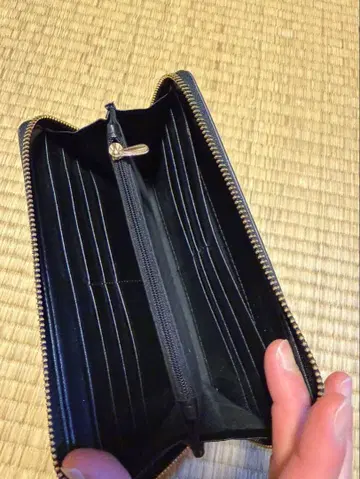 기하학 패턴 라운드 지퍼 장지갑