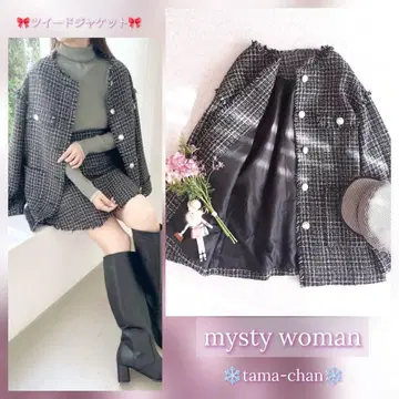 mysty woman 레트로 트위드 자켓 코트