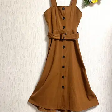 세실 맥비 브라운 오버롤 스커트 원피스 M 레이스업 플레어