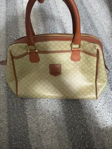 베이지 캔버스 가죽 핸드백