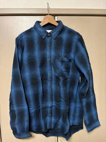 DEAR LAUREL 네이비 계열 체크 긴팔 셔츠 XL