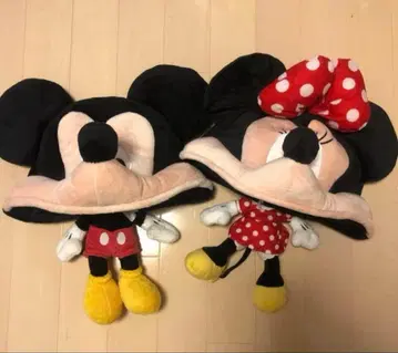 미키, 미니 봉제 인형 모자 2세트 디즈니 캡
