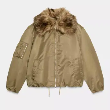 ZARA 자라 인조 모피 옷깃 봄버 자켓 M