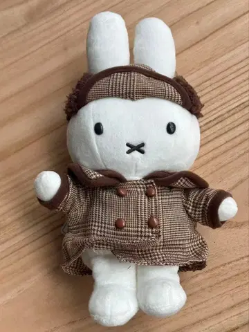 미피 유라쿠초 한정판 글렌체크 코트 브라운 봉제 인형
