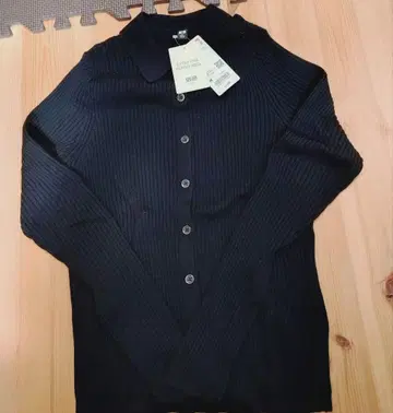 유니클로 리브 보로 가디건 블랙