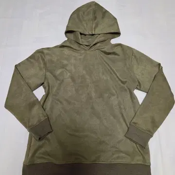 올리브 그린 스웨이드 후드티 L 사이즈