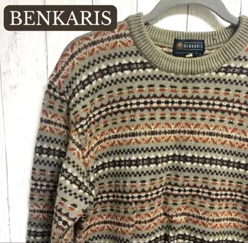[ 빈티지 ] BENKARIS 올 패턴 페어아일 니트 울 100% M