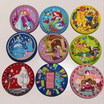 디즈니 자수 캔뱃지 안나 미녀와 야수 라푼젤 베이맥스