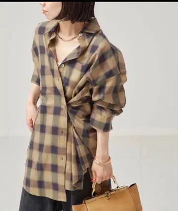 저널 르사주 셔츠 체크 셔츠 블라우스