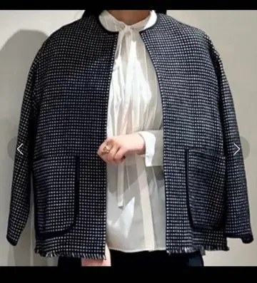 TOMORROWLAND Ballsey 와플 트위드 노카라 자켓