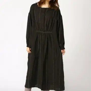 사만사 모스모스 앞뒤 착용 초슬림 스트라이프 원피스 차콜