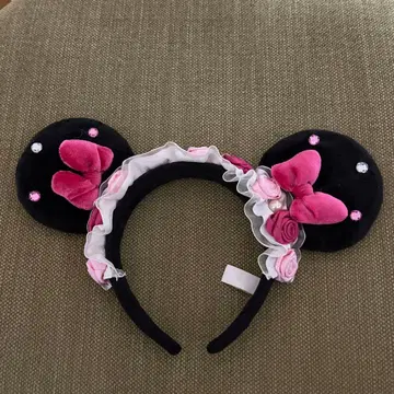 디즈니 머리띠 미니 장미 꽃 레이스