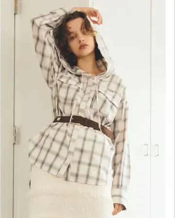 FURFUR 후디 옴브레 체크 셔츠