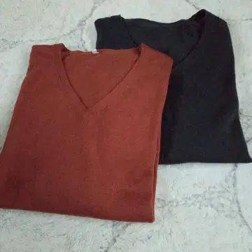 무인양품 V넥 얇은 소재 스웨터 2세트