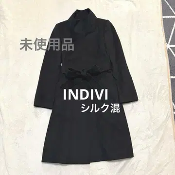 [미사용품] INDIVI 인디비 울 캐시미어 스탠드 카라 코트 블랙