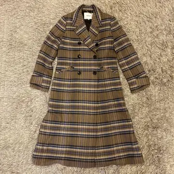 더 버지니아 체크 무늬 롱 코트 36