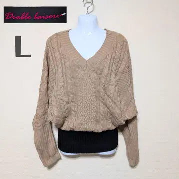 Diable Baiser 니트 케이블 짜임 L 갸루 스타일 돌먼 슬리브