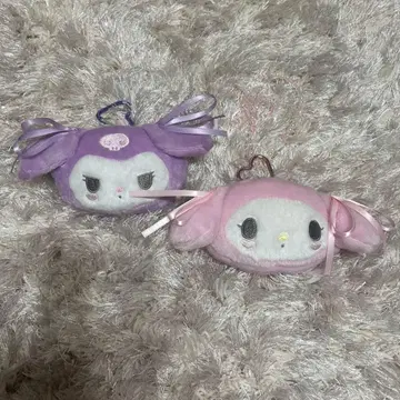 카라비너 포함 다이컷 미니 파우치 마이 멜로디 쿠로미 2세트