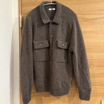 유니클로 U 라무 니트 자켓 UNIQLO 브라운