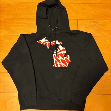 JERZEES 미시건주 실루엣 후드 부착 후드티 블랙